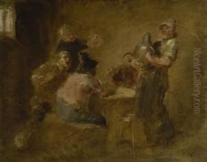 Zecher In Der Wirtsstube. by Ernst Karl Georg Zimmermann