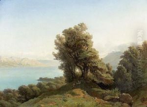 Wanderer Oberhalb Des Genfersees. by Friedrich Zimmermann