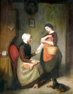 Zwei Frauen In Betrachtung Eines Briefes by Reinhard Sebastian Zimmermann