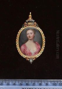 Frances Lumley-saunderson,
Countess Of Scarbrough (nee Douglas) (d.1772), Wearing Revealing Pink
Dress Over White Underslip, Her Light Brown Hair Falling Over Her Right
Shoulder. by Christian Friedrich Zincke