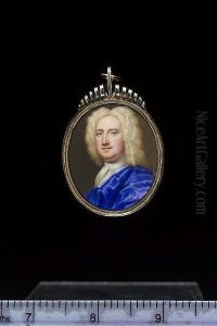 A Gentleman, Wearing Blue Cloak, White Cravat And Full-bottomed Powdered Wig by Christian Friedrich Zincke