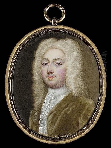 A Gentleman, Wearing
Full-bottomed Powdered Wig, Moss-green Coat And Long White Lace Jabot - view 1