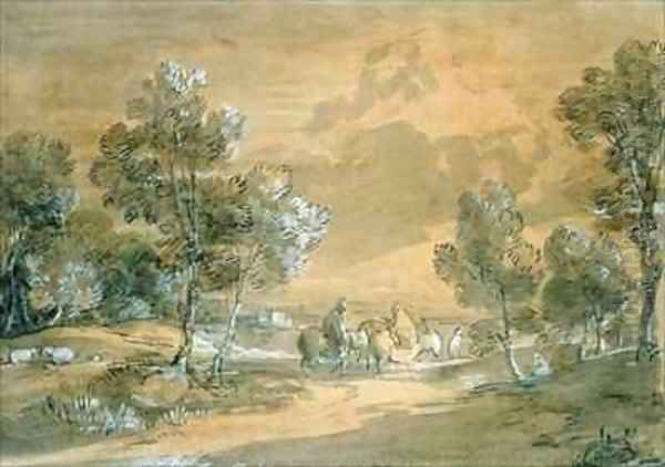 An Open Landscape with Travellers on a Road - view 1