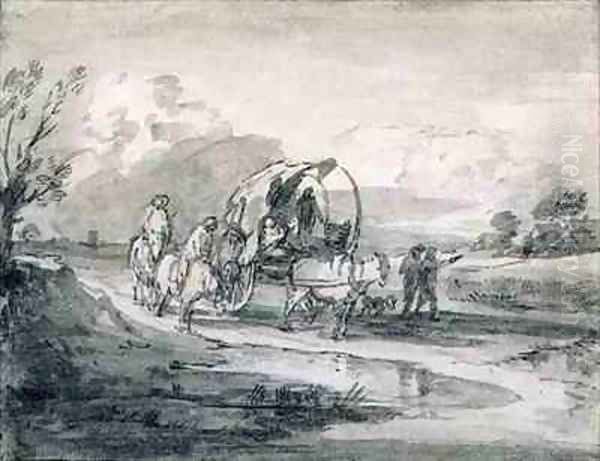 Open Landscape with Herdsman and Covered Cart - view 1