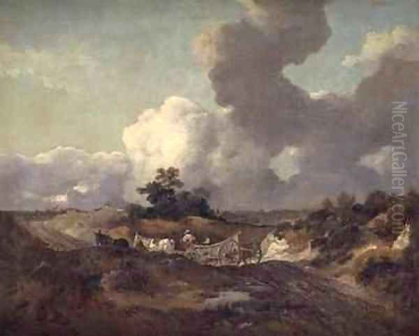 An open landscape in Suffolk with a waggon on a track - view 1