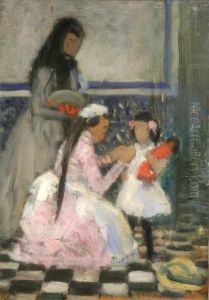 Woman Dressing A Child by Henri Achille Zo
