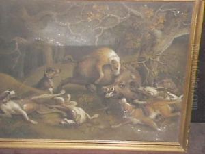 First Half 19thcentury The Kill Picture On Sand Framed And Glazed 56 X 71cmoverall