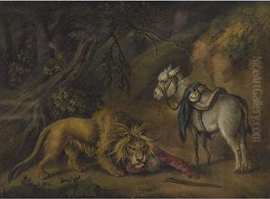 Fable Of A Lion Attacking Traveller by Benjamin Zobel