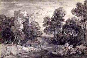Wooded Landscape with a Castle by Thomas Gainsborough