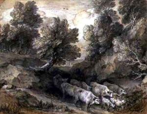 Wooded Landscape with Cattle and Goats by Thomas Gainsborough