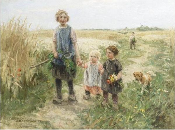 Children Walking In The Fields - view 1