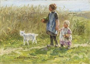 The Pet Goat: Children Taking A Walk In Summer The Pet Goat: Children Taking A Walk In Summer