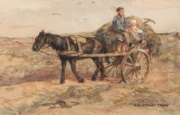A Father And Child On A Horse-drawn Cart - view 1