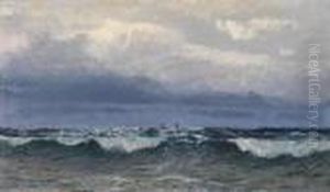 Stormy Seas Withsailing Ships On The Horizon