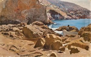 Fischer In Einer Bucht An Der Riviera