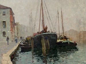 Segelboote In Chiogga by Alfred Zoff