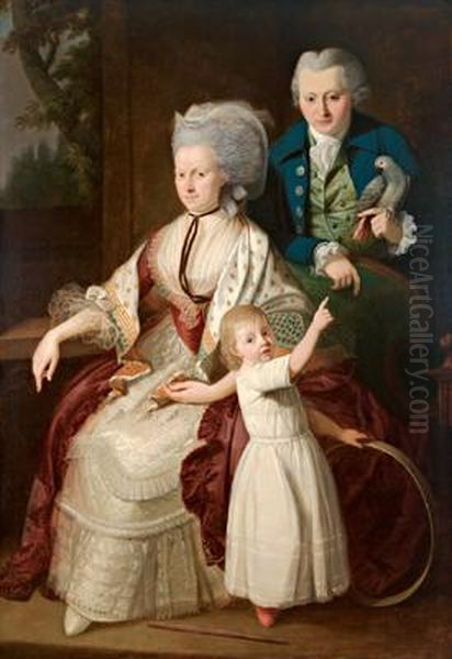 Ito Ritratto Di Una Coppia Con La Figlia E Un Pappagallo - view 1