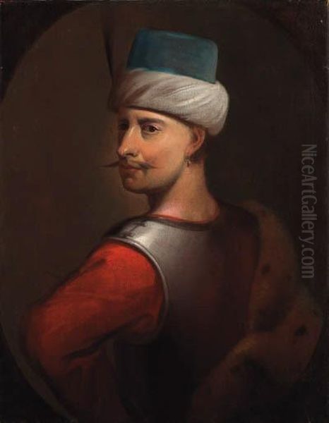Portrait Of A Turk, Previously
Identified As Sultan Sellim Iii,half-length, In A Red Jacket With A
Breast Plate And A Featheredturban - view 1