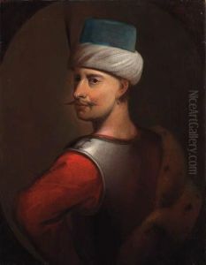 Portrait Of A Turk, Previously 
Identified As Sultan Sellim Iii,half-length, In A Red Jacket With A 
Breast Plate And A Featheredturban