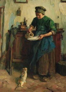 Feeding The Cat by Jacques Abraham Zon