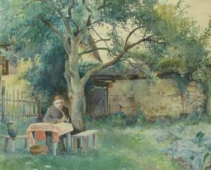In The Garden by Gyula, Julius Zorkoczy