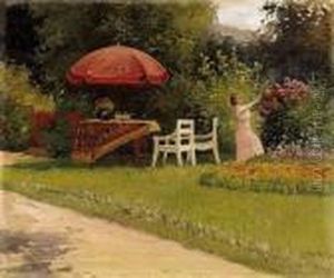 Afternoon In The Garden by Gyula, Julius Zorkoczy