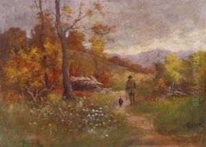 Hunter In Autumn Landscape by Gyula, Julius Zorkoczy