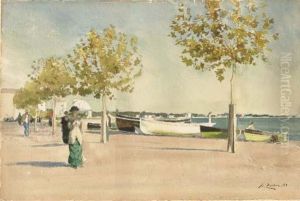 Des Figures Se Promenant Pres De La Mer A Cannes