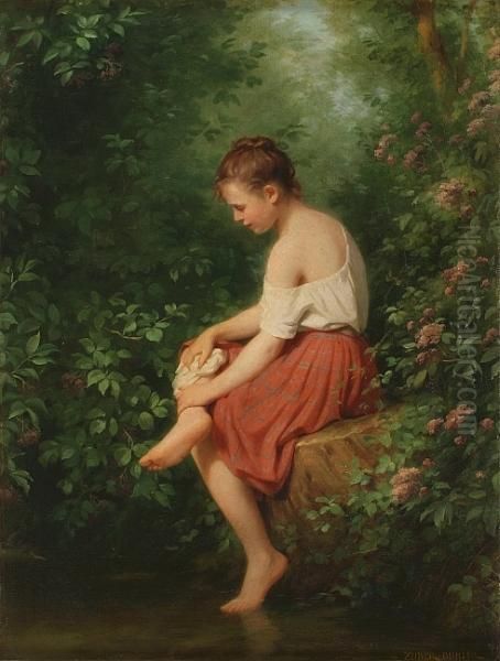 Woman At Pond - view 1