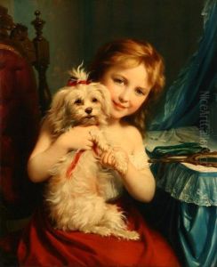 Portrait Of A Young Girl Holding A Maltese Portrait Of A Young Girl Holding A Maltese
