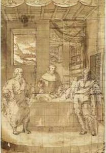 Santo Domenicano Con I Santi Pietro E Paolo by Federico Zuccari