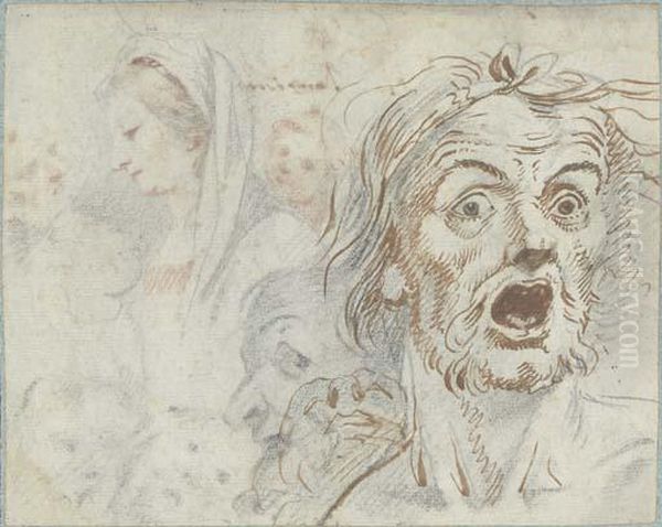 A Man Screaming, And Studies Of
The Virgin And Other Figures; And Aportrait Of A Man, And The Madonna
And Child - view 1