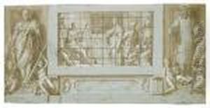 Design For A Basamento With
Saint Catherine In Prison Convertingthe Empress Faustina To
Christianity, Flanked By Saints Saturniusand Simon by Federico Zuccaro