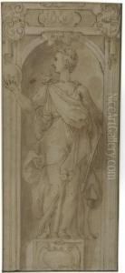 Weibliche Allegorische Figur In Einer Nische. by Taddeo Zuccaro