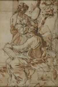 The Cardinal Virtues Justice, Fortitude, And Temperance
And
The Virtues Of Prudence, Courage And Wisdom by Taddeo Zuccaro