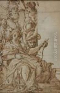 The Virtues Of Prudence, Courage And Wisdom by Taddeo Zuccaro