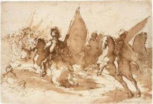 A Turkish Cavalry Crossing A River