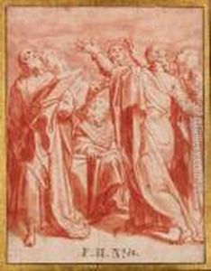 A Group Of Apostles Looking Up: A Study For An Assumption Of Thevirgin