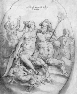 A Centaur And A Nereid With
Tritons, A Putto And A Dolphin (recto);a Centaur And A Triton In Combat,
A Nereid And Other Marinecreatures (verso) by Taddeo Zuccaro