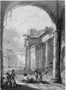 Baigneurs Dans Des Thermes Antiques by Antonio Zucchi