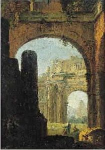 Ruines Antiques Animees De Promeneurs by Jacopo Zucchi