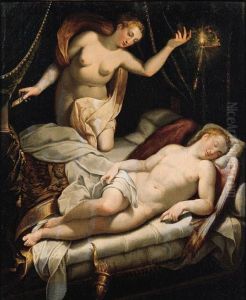 Venere E Cupido Dormiente by Jacopo Zucchi