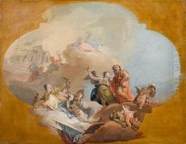 Of The Apotheosis Of Avenetian
Nobleman Accompanied By The Four Cardinal Virtues, Withina Painted
Cartouche - view 1