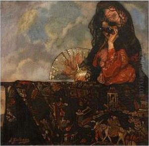 Maja En El Balcon by Ignacio Zuloaga Y Zabaleta