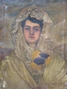 Portrait Of A Lady Quarter-length In A Mantilla by Ignacio Zuloaga Y Zabaleta