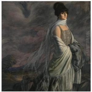La Senora De Atucha (portrait Of Senora Atucha) by Ignacio Zuloaga Y Zabaleta