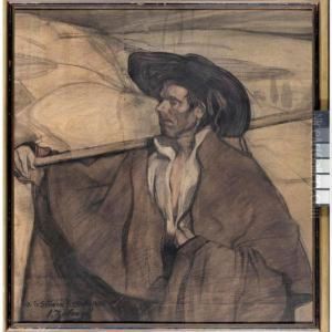 Campesino Con Paisaje (peasant In A Landscape) by Ignacio Zuloaga Y Zabaleta