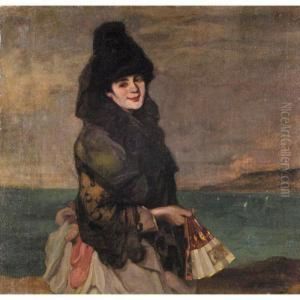 Muchacha Junto Al Mar (woman By The Sea) by Ignacio Zuloaga Y Zabaleta