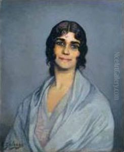 Agustina Con Chal Verde(agustina With Green Shawl) by Ignacio Zuloaga Y Zabaleta