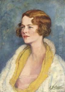 A Portrait Of A Lady, Head And Shoulders by Ignacio Zuloaga Y Zabaleta